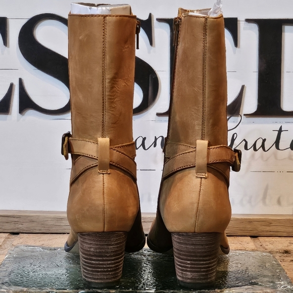 Lands End Womens Mid-Calf Brown Leather Side Zip Boots  #432842  Size 8 - Picture 4 of 10